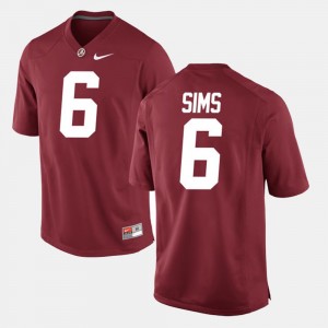 Men #6 Alumni Football Game Roll Tide Blake Sims college Jersey - Crimson