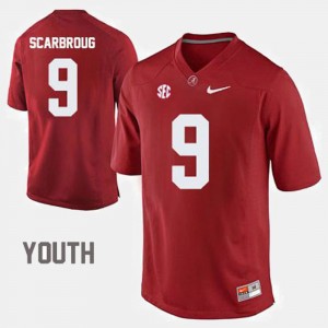 For Kids #9 University of Alabama Football Bo Scarbrough college Jersey - Crimson