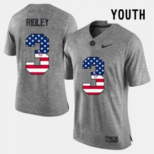 Kids US Flag Fashion #3 Alabama Calvin Ridley college Jersey - Gray