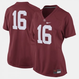 Women #16 Football Bama college Jersey - Crimson