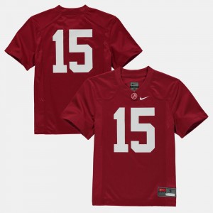 For Kids #15 Football Bama college Jersey - Crimson