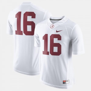 Mens #16 Football Bama college Jersey - White