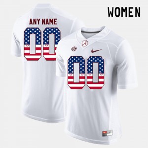 Women Bama US Flag Fashion #00 college Custom Jerseys - White