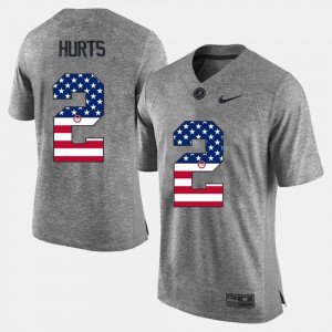 Men US Flag Fashion #2 Bama Jalen Hurts college Jersey - Gray