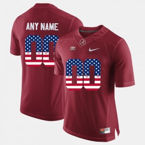 Mens Bama #00 US Flag Fashion college Customized Jerseys - Crimson