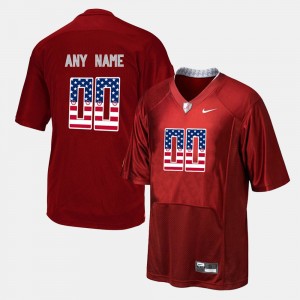 Men's US Flag Fashion #00 Alabama college Customized Jersey - Red