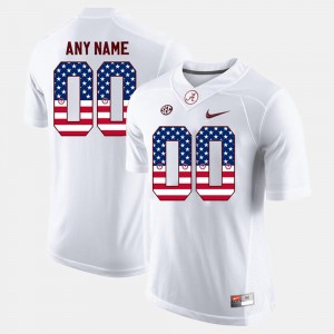 Men's US Flag Fashion Alabama #00 college Custom Jersey - White