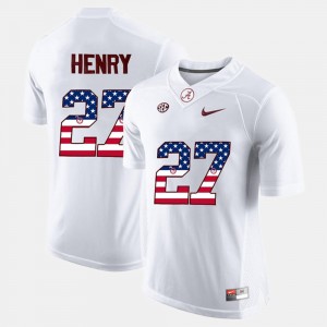 Mens #27 US Flag Fashion Bama Derrick Henry college Jersey - White