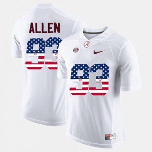 Mens Alabama Roll Tide #93 US Flag Fashion Jonathan Allen college Jersey - White