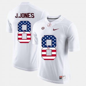 Men's #8 US Flag Fashion Alabama Crimson Tide Julio Jones college Jersey - White