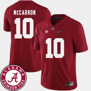 Mens Football 2018 SEC Patch University of Alabama #10 AJ McCarron college Jersey - Crimson