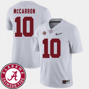 Men's Football #10 2018 SEC Patch Bama AJ McCarron college Jersey - White