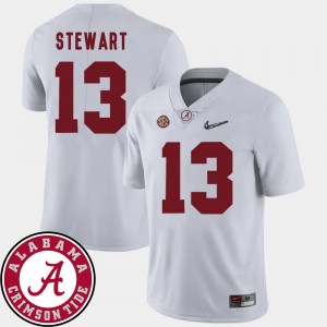 Men Football 2018 SEC Patch #13 University of Alabama ArDarius Stewart college Jersey - White