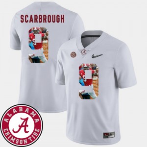 Men Pictorial Fashion Football #9 University of Alabama Bo Scarbrough college Jersey - White