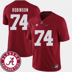 Men's #74 2018 SEC Patch Football Alabama Roll Tide Cam Robinson college Jersey - Crimson