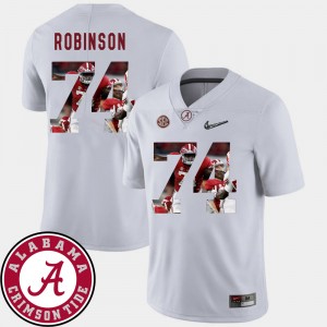 Men's Football Alabama Crimson Tide Pictorial Fashion #74 Cam Robinson college Jersey - White