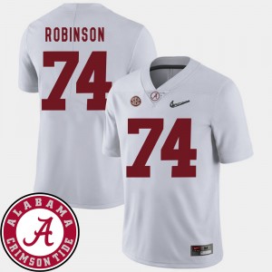 Men's Alabama Roll Tide Football 2018 SEC Patch #74 Cam Robinson college Jersey - White