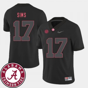 Men 2018 SEC Patch Football #17 Bama Cam Sims college Jersey - Black