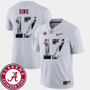 Mens Football #17 University of Alabama Pictorial Fashion Cam Sims college Jersey - White