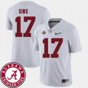 Men 2018 SEC Patch Football #17 University of Alabama Cam Sims college Jersey - White