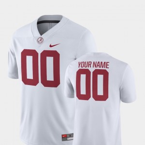 Men's 2018 Game Bama #00 Football college Custom Jersey - White