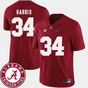 Men's #34 Football 2018 SEC Patch Alabama Roll Tide Damien Harris college Jersey - Crimson