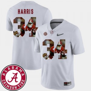 Men Football Pictorial Fashion Alabama Roll Tide #34 Damien Harris college Jersey - White