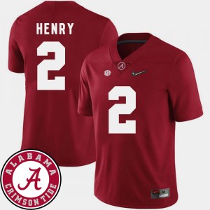 Men #2 Derrick Henry college Jersey - Crimson Football 2018 SEC Patch Bama