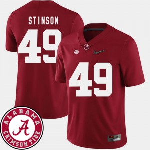 Men's #49 Football Roll Tide 2018 SEC Patch Ed Stinson college Jersey - Crimson