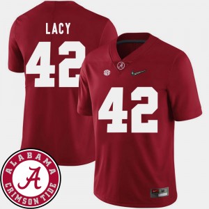 Men Football #42 Alabama Roll Tide 2018 SEC Patch Eddie Lacy college Jersey - Crimson