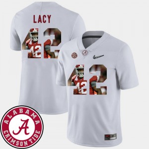 Men #42 Football Bama Pictorial Fashion Eddie Lacy college Jersey - White