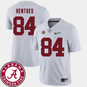 Men 2018 SEC Patch Football University of Alabama #84 Hale Hentges college Jersey - White