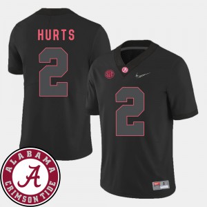 Men's #2 Jalen Hurts college Jersey - Black Football 2018 SEC Patch Roll Tide