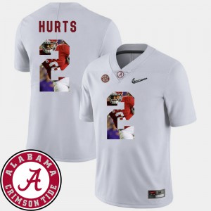 Mens Football Pictorial Fashion #2 University of Alabama Jalen Hurts college Jersey - White