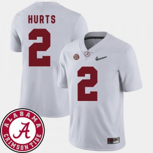 Men's #2 Roll Tide Football 2018 SEC Patch Jalen Hurts college Jersey - White