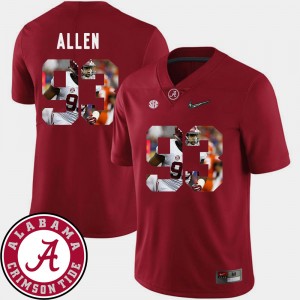 Men's Pictorial Fashion #93 Alabama Roll Tide Football Jonathan Allen college Jersey - Crimson