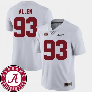 Men 2018 SEC Patch Bama Football #93 Jonathan Allen college Jersey - White