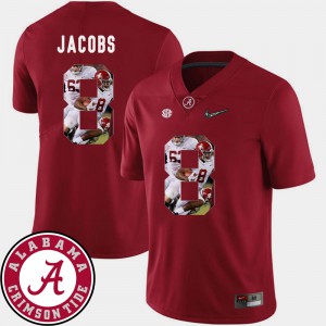 Mens #8 Alabama Crimson Tide Pictorial Fashion Football Josh Jacobs college Jersey - Crimson