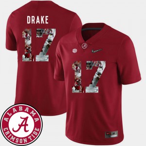 Men's Football Bama #17 Pictorial Fashion Kenyan Drake college Jersey - Crimson