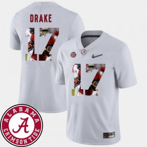 Men's #17 Alabama Crimson Tide Football Pictorial Fashion Kenyan Drake college Jersey - White