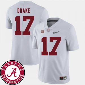 Men's Bama #17 2018 SEC Patch Football Kenyan Drake college Jersey - White