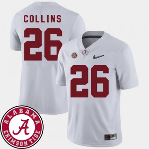 Men #26 Football 2018 SEC Patch University of Alabama Landon Collins college Jersey - White