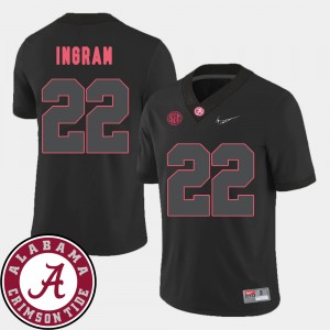Men's Football #22 2018 SEC Patch Alabama Roll Tide Mark Ingram college Jersey - Black