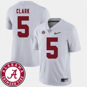 Men University of Alabama Football #5 2018 SEC Patch Ronnie Clark college Jersey - White