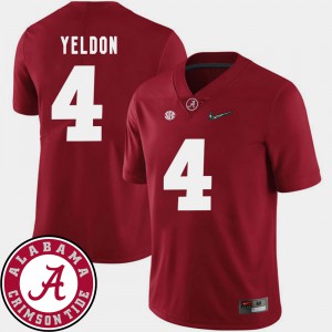 Men's Alabama Crimson Tide #4 Football 2018 SEC Patch T.J. Yeldon college Jersey - Crimson