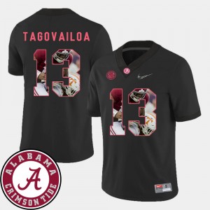 Men's #13 Football Roll Tide Pictorial Fashion Tua Tagovailoa college Jersey - Black