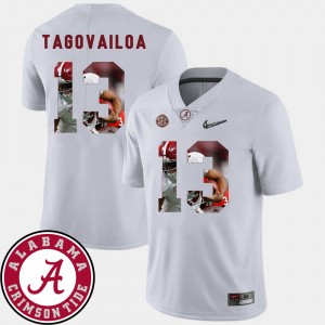 Men's #13 Alabama Football Pictorial Fashion Tua Tagovailoa college Jersey - White