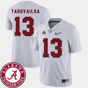 Men #13 2018 SEC Patch Football Alabama Roll Tide Tua Tagovailoa college Jersey - White